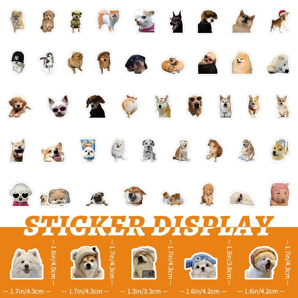 10/100/1000Pcs Funny Dog Stickers Cartoon Cute Decals Toy Guitar Phone Bicycle Laptop Notebook Luggage Car Graffiti Kids Sticker