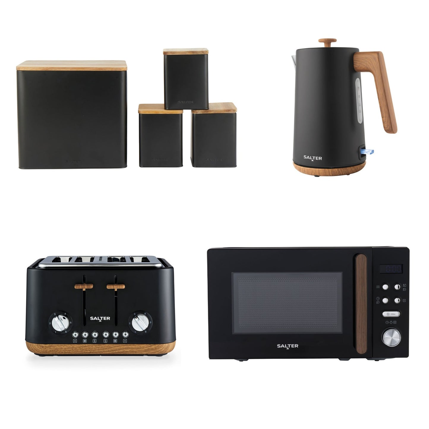 Salter Toronto 7-Piece Countertop Set – Kettle, Toaster, Microwave & Canisters