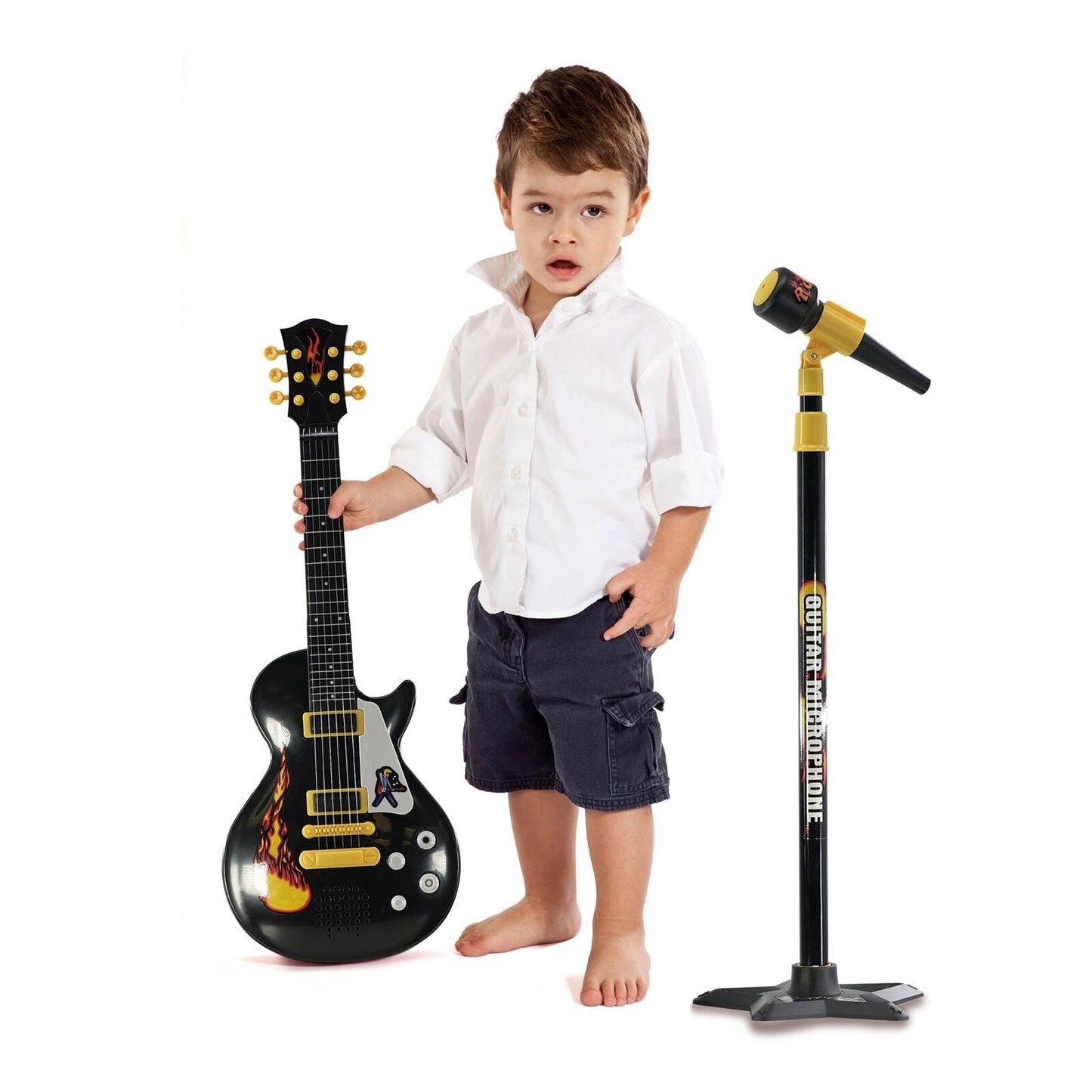 22" Kids Electric Rock Star Guitar & Extendable Microphone Musical Toy 6 String