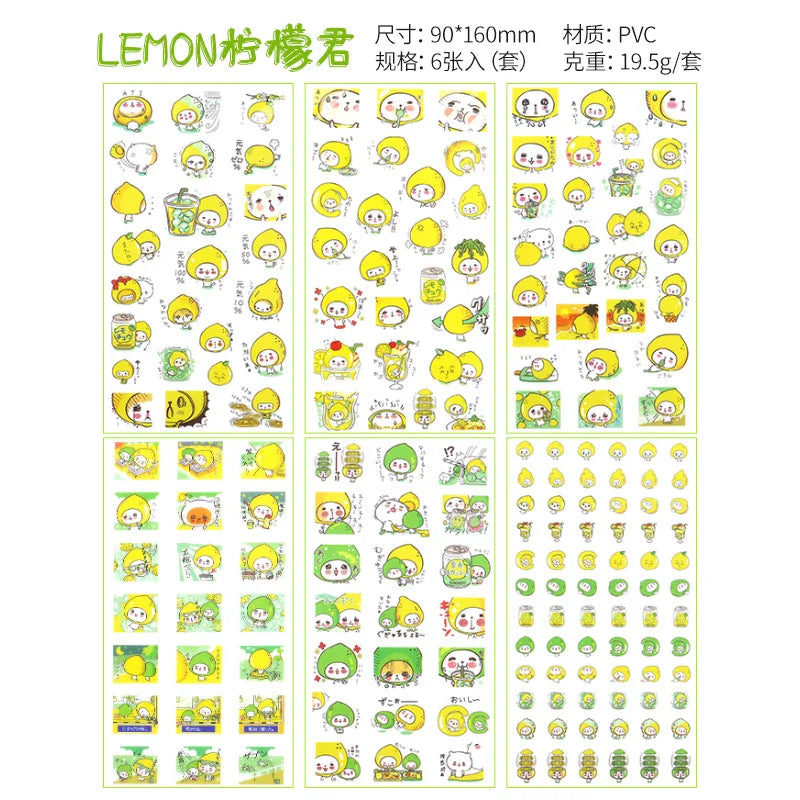 6Pcs/Lot Waterproof Cartoon Transparent Pvc Stickers DIY Hand Account Diary Decorative Stickers Kawaii Phone Cup Stickers