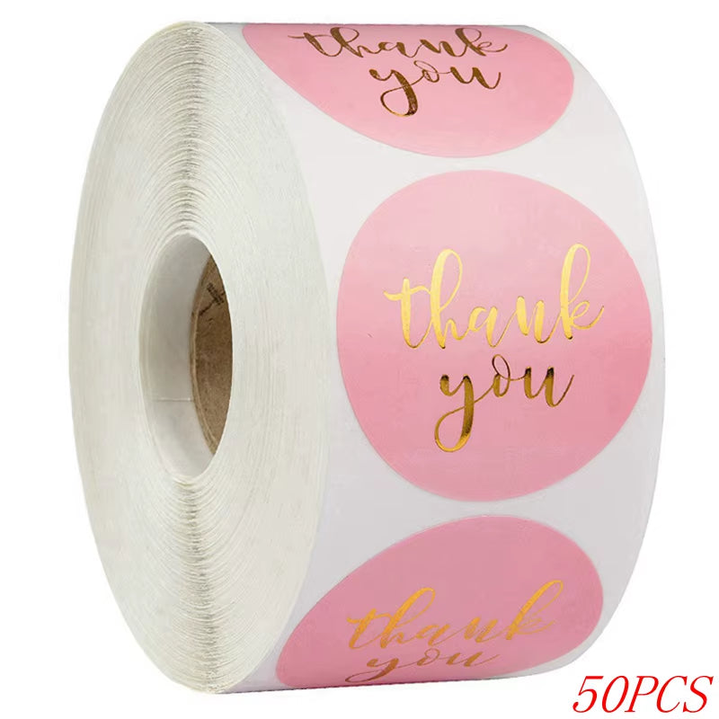 50-500Pcs 1Inch Blue Thank You Stickers for Envelope Sealing Labels Stationery Supplies Handmade Wedding Gift Decoration Sticker