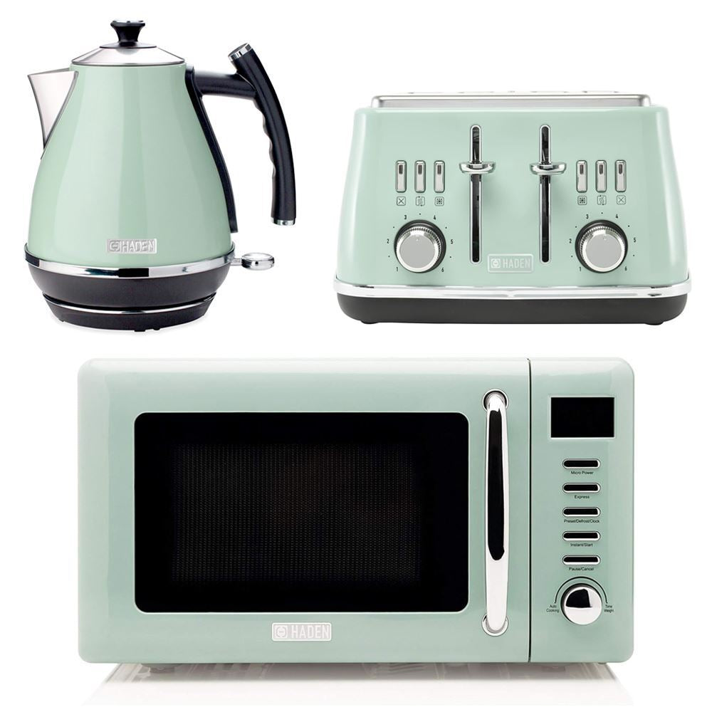 Haden - Kettle, Toaster & Microwave Set - 1.7L, 4 Slice, 800W - Cotswold-Sage