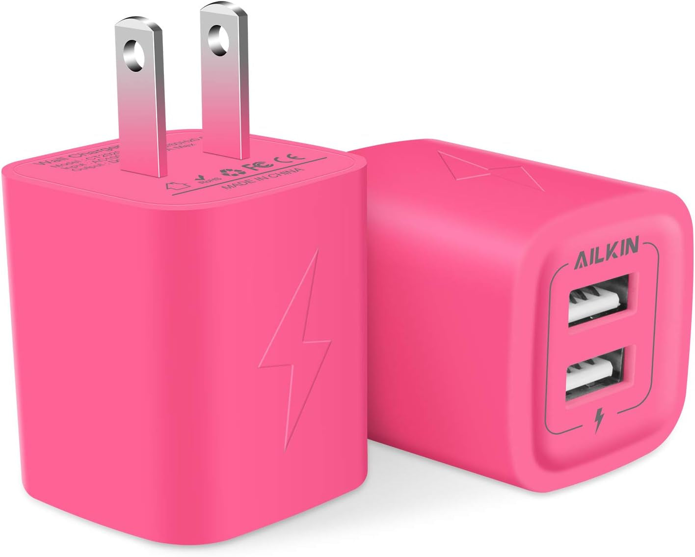 Wall Charger, USB Plug Fast Charging Block, Power Adapter Cube 2 Port Charge Travel Brick Cell Quick Chargers Box for Iphone Samsung Galaxy USB Box Base Brick
