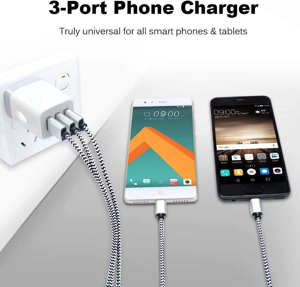 USB Charging Plug, Wall Charger Adapter, 3Pack Universal Travel 3.1A 3Muti Port Fast Charging Block Compatible with Iphone 16 15 14 13 12 SE 11Pro,Samsung Galaxy S24 S23 S22 S21 Ultra, Google