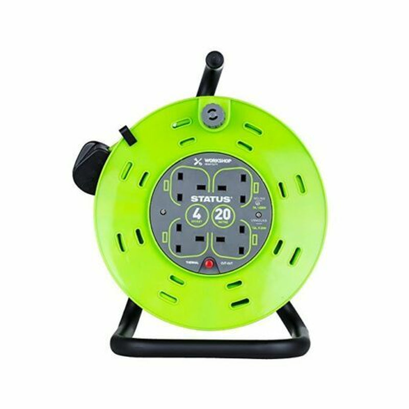 Extension Lead Reel 4 Way 5M 15M 20M 25M 50M Cable Socket Heavy Duty 13A Status