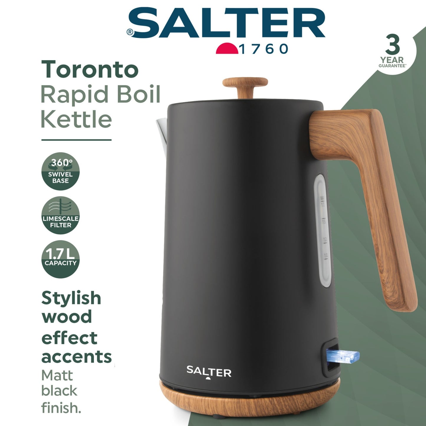 Salter Toronto 7-Piece Countertop Set – Kettle, Toaster, Microwave & Canisters