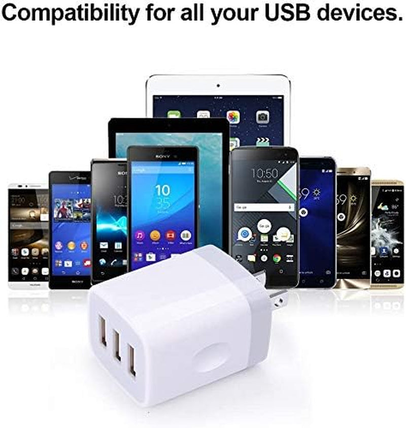 USB Charging Plug, Wall Charger Adapter, 3Pack Universal Travel 3.1A 3Muti Port Fast Charging Block Compatible with Iphone 16 15 14 13 12 SE 11Pro,Samsung Galaxy S24 S23 S22 S21 Ultra, Google
