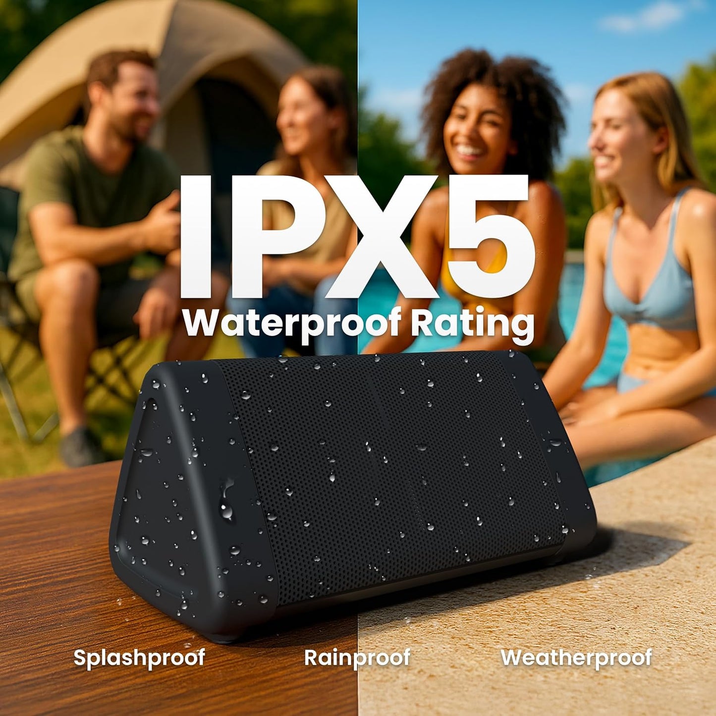 Oontz Angle 3 Portable Bluetooth 5.4 Speaker | 12W Sound, 24-Hr Battery, 100Ft Wireless Range, IPX5 Water-Resistant, Budget-Friendly for Travel, Outdoor & Home (Black)