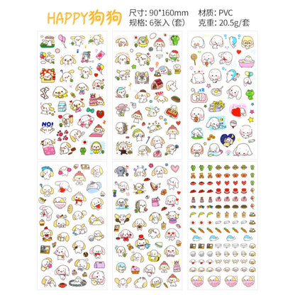 6Pcs/Lot Waterproof Cartoon Transparent Pvc Stickers DIY Hand Account Diary Decorative Stickers Kawaii Phone Cup Stickers