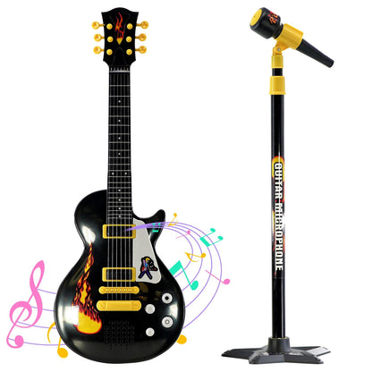 22" Kids Electric Rock Star Guitar & Extendable Microphone Musical Toy 6 String