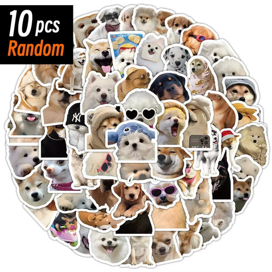 10/50/100Pcs Funny Dog Stickers Cartoon Cute Decals Toy Stationery Guitar Phone Bicycle Laptop Luggage Car Graffiti Kids Sticker