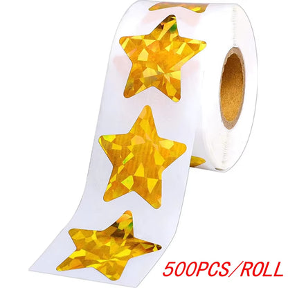 50-500Pcs Colorful Star Stickers for Kids Reward School Classroom Adhesive Holographic Star Stickers for Teachers DIY Craft