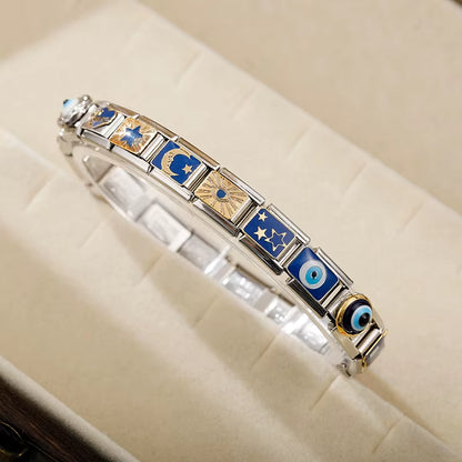 2024 Top Fashion Eye Moon Star Fish Spider Poker Queen Charm Italian Links Fit 9Mm Bracelet Making DIY Jewelry DJ854