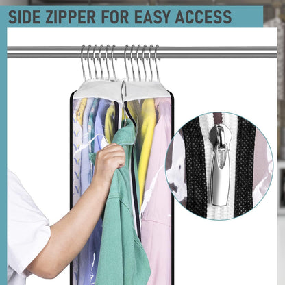 Gusseted Clear Suit Covers Garment Bags for Clothes 100Cm Waterproof Cothes Covers Protector Bags with Side Zip for Coats, Shirts, Dresses, 3 Packs