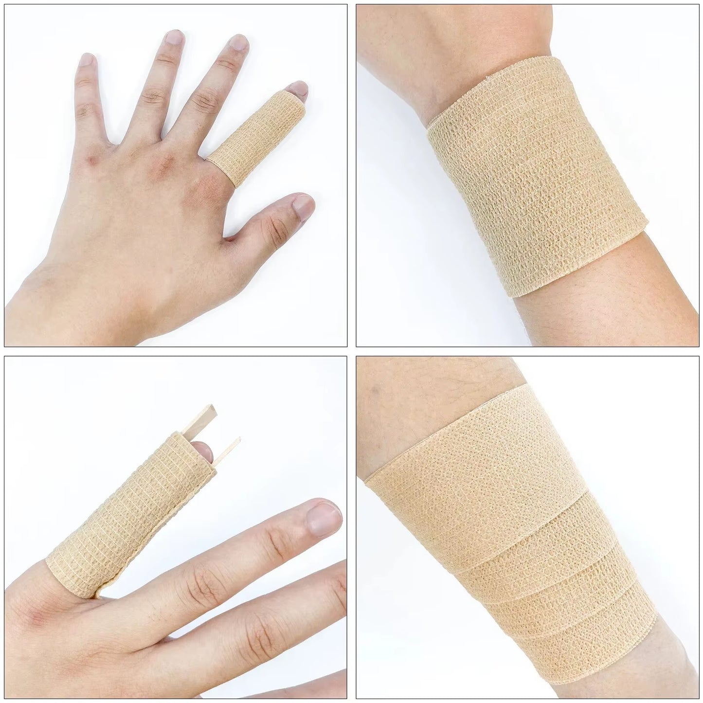 1Roll 2.5/5/7.5/10Cm*4.8M Non Woven Elastic Self Adhesive Bandage Cohesive Bandage for Sports Fixing Finger Wrist Leg